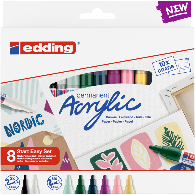 Markery akrylowe Edding Nordic - 8 kolorów