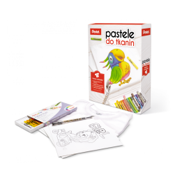 Kredki pastele do tkanin Pentel - zestaw z długopisem żelowym do tkanin i koszulką
