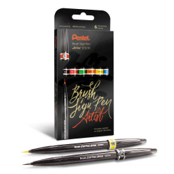 Pisaki do kaligrafii Pentel Touch Brush SignPen Artist - 6 kolorów