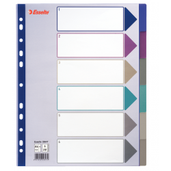 Przekładki plastikowe Esselte Multicolor A4 Maxi - 6 kart