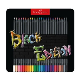 Kredki ołówkowe Faber Castell Black Edition - 24 kolory - metalowe pudełko
