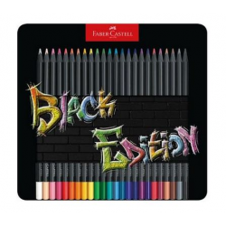 Kredki ołówkowe Faber Castell Black Edition - 24 kolory - metalowe pudełko