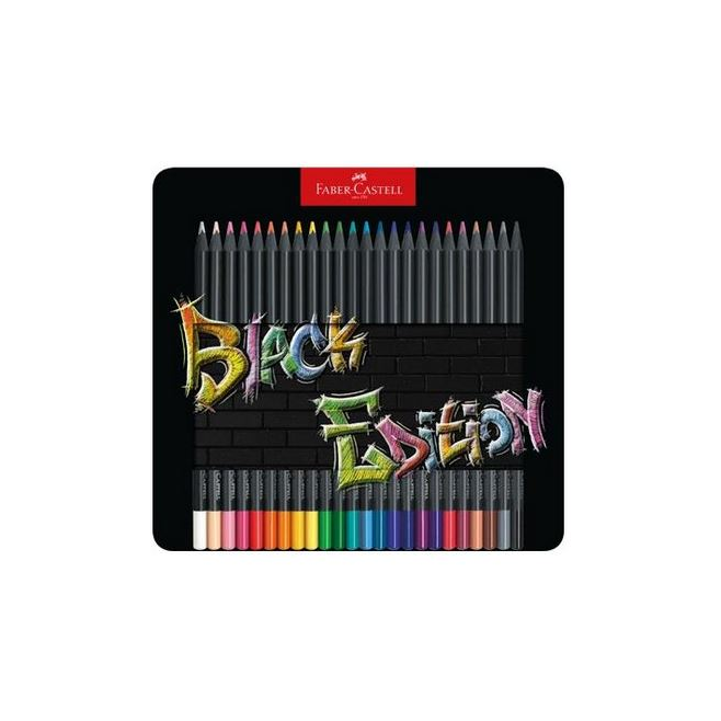 Kredki ołówkowe Faber Castell Black Edition - 24 kolory - metalowe pudełko