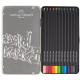 Kredki ołówkowe Faber Castell Black Edition - 12 kolorów - metalowe pudełko
