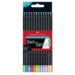 Kredki ołówkowe Faber Castell Black Edition - 12 kolorów - kartonowe pudełko