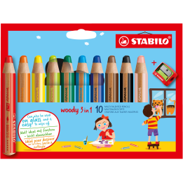 Kredki Stabilo Woody 3w1 - 10 kolorów z temperówką