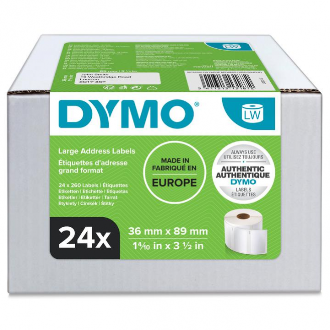 Etykiety DYMO 89x36mm Value Pack 24x260szt. duża adresowa - białe