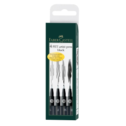 Pisaki artystyczne Faber Castell PITT ARTIST PEN czarne - zestaw 4 szt
