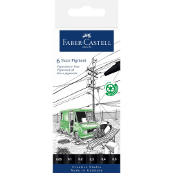 Cienkopisy pigmentowe Ecco Faber-Castell - czarne - 6 szt