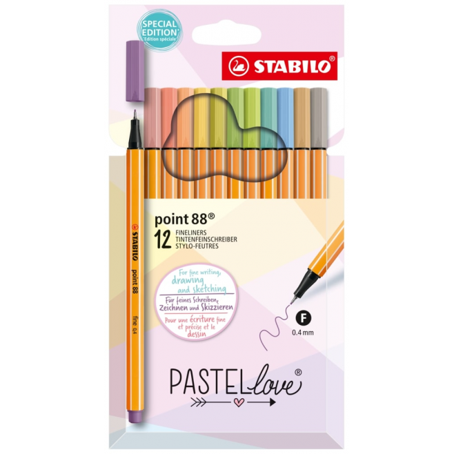 Cienkopis Stabilo Point 88 Pastellove mix 12 kolorów - pudełko kartonowe