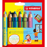 Kredki Stabilo Woody 3w1 Duo (ołówkowe / świecowe / akwarelowe) 6k - z temperówką