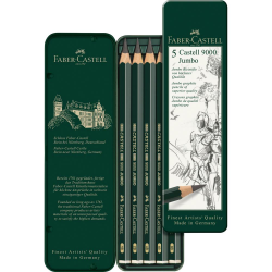 Ołówki rysunkowe Faber-Castell Jumbo 9000 - 5 sztuk ( od HB do 8B)