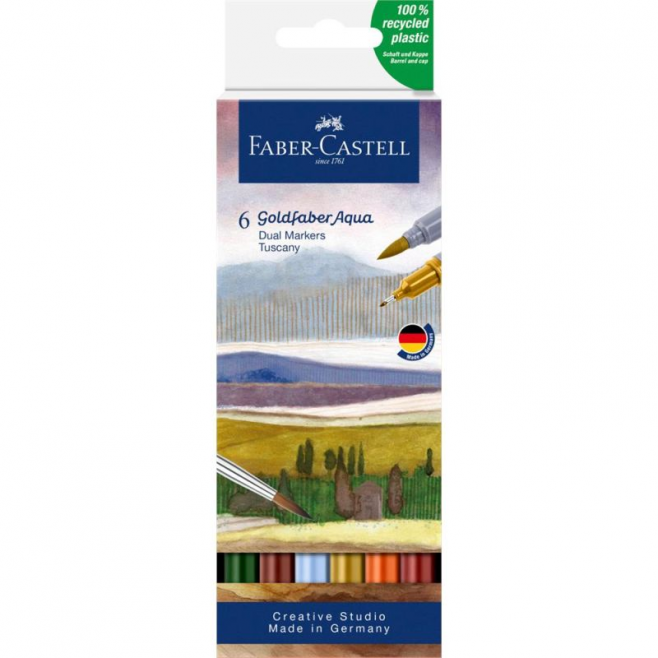 Pisaki artystyczne Faber-Castell Goldfaber Aqua Tuscany - 6 kolorów