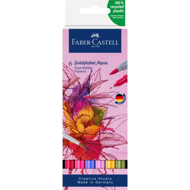 Pisaki artystyczne Faber-Castell Goldfaber Aqua Flowers - 6 kolorów
