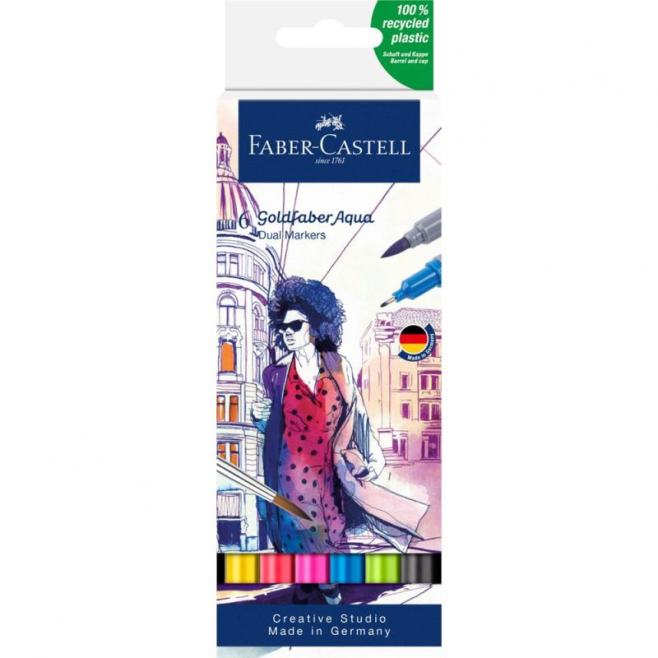 Pisaki artystyczne Faber-Castell Goldfaber Aqua miks - 6 kolorów