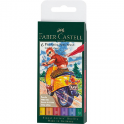 Pisaki artystyczne Faber-Castell - PITT ARTIST PEN B - Wheel - 6 kolorów