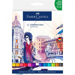 Pisaki akwarelowe dwustronne Faber-Castell Goldfaber Aqua miks  - 12 kolorów
