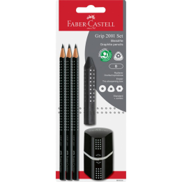Zestaw Faber Castell Grip 2001 - ołówki, temperówka , gumka  - czarny