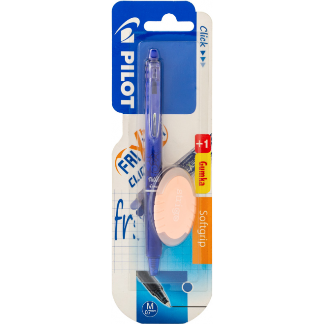Zestaw Frixion - 1 x pióro kulkowe FriXion Clicker niebieskie 0,7mm + 1 x gumka