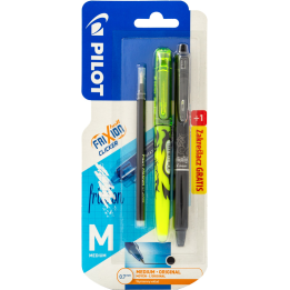 Zestaw Frixion - 1 x pióro kulkowe FriXion Clicker czarne 0,7mm + 1 x wkład Clicker czarny 0,7mm + 1 x zakreślacz