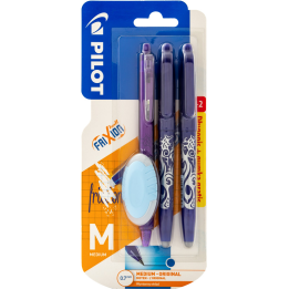 Zestaw Frixion - 2 x pióro kulkowe FriXion Ball niebieskie 0,7mm + 1 x pióro kulkowe FriXion Clicker 0,7mm + 1 x gumka