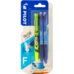 Zestaw Frixion - 2 x pióro kulkowe FriXion Clicker niebieskie 0,5mm +1 x zakreślacz (mix)