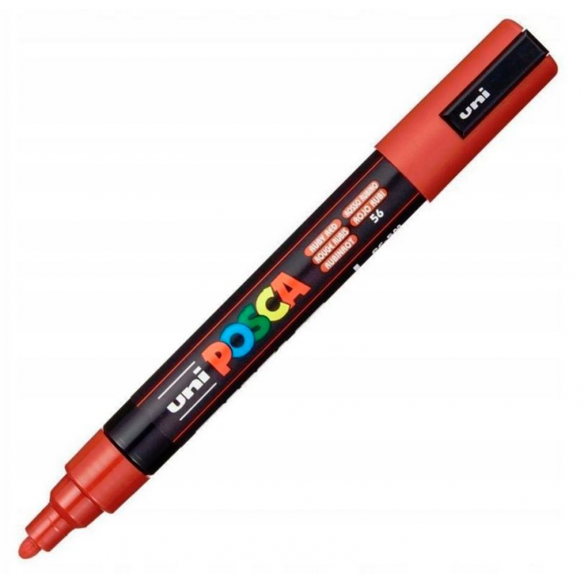 Marker z tuszem pigmentowym Uni POSCA PC-5M - czerwony rubinowy