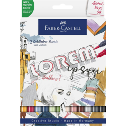 Pisaki dwustronne Faber-Castell Goldfaber Sketch miks  - 12 kolorów
