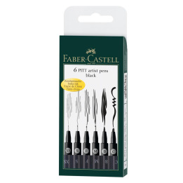 Pisaki artystyczne Faber Castell PITT ARTIST PEN czarne - zestaw 6 szt