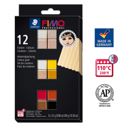 Masa plastyczna Fimo Professional Doll Art zestaw 12 kolorów po 25g