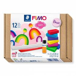 Masa plastyczna Fimo Soft dla początkujących 9 kolorów po 25g + akcesoria