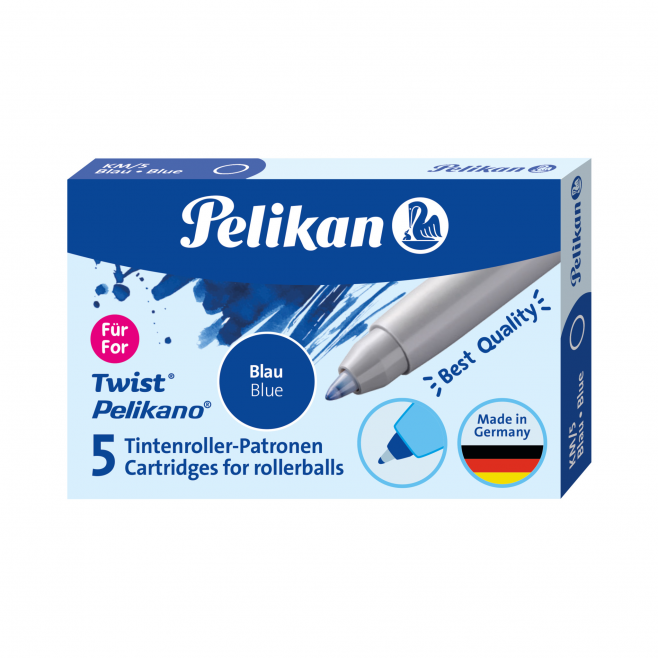 Naboje do piór kulkowych Pelikan / 5szt - niebieskie  (do piór kulkowych Twist i Pelikano)