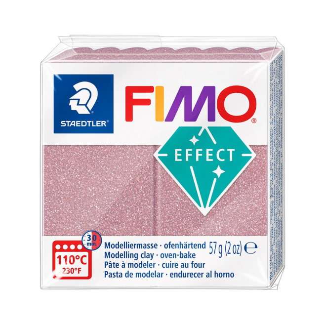 Masa plastyczna Fimo Effect kostka 57g - różowy złoty błyszczący