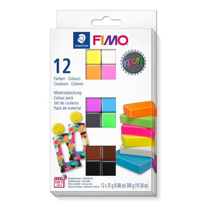 Masa plastyczna Fimo Neon zestaw 12 kolorów po 25g