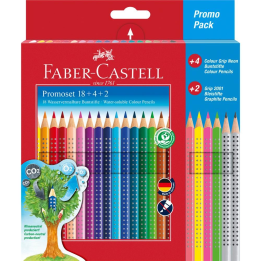 Kredki ołówkowe Faber Castell Grip 2001 - 22 kolory + 2 ołówki