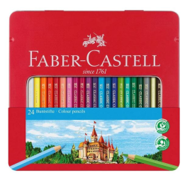 Kredki ołówkowe Faber-Castell Zamek - 24 kolory - opakowanie metalowe