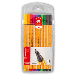 Cienkopisy Stabilo Point 88 - komplet w plastikowym etui 10 kolorów