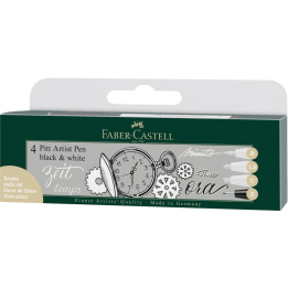 Pisaki artystyczne Faber Castell PITT ARTIST PEN Black&White - zestaw 4 szt