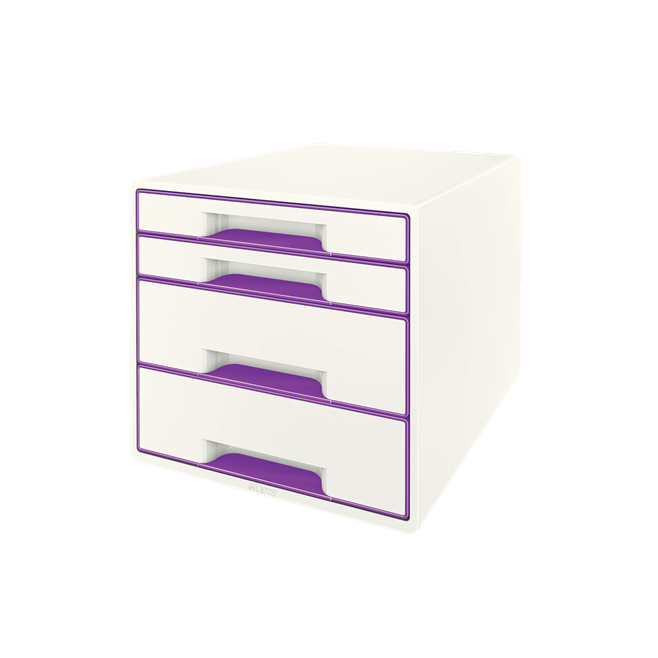Pojemnik z 4 szufladami Leitz  WOW - biały/fioletowy